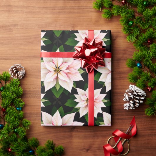 Boutique Holiday Blush Poinsettia Rolled Gift Wrap Geschenkpapier (Feiertagsgeschenk)