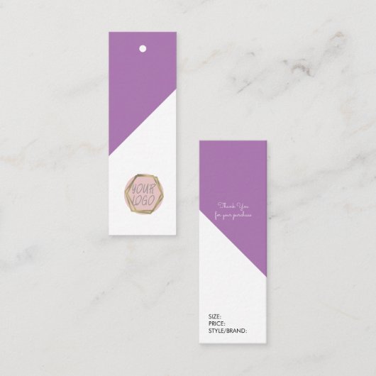 Boutique Kleidung Branding Größe Logo Lila hängen Mini Visitenkarte (Vorne/Hinten)
