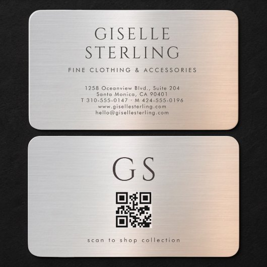 Boutique-Kleidung Metallischer QR-Code  Visitenkarte