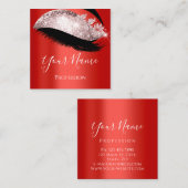 Boutique Lash Extension Red Ruby Rose Quadratische Visitenkarte (Vorne/Hinten)