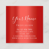 Boutique Lash Extension Red Ruby Rose Quadratische Visitenkarte (Rückseite)