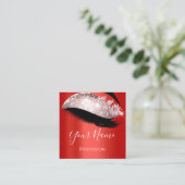 Boutique Lash Extension Red Ruby Rose Quadratische Visitenkarte (Stehend Vorderseite)