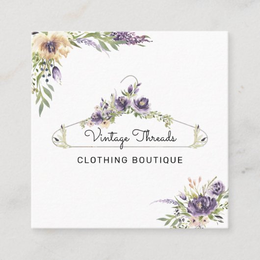 Boutique | Logo für Blumenbekleidung Quadratische Visitenkarte (Vorderseite)