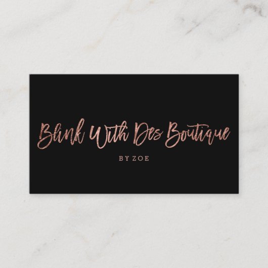 Boutique Logo Rose Gold Typografie schwarz Visitenkarte (Vorderseite)