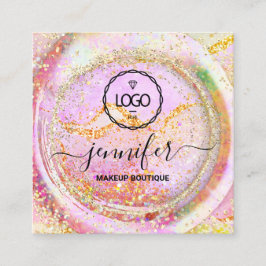 Boutique Luxury Shop Logo QR Code Holograph Gold Quadratische Visitenkarte