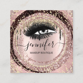Boutique Makeup Lashes Glitzer Rose QR Lash Quadratische Visitenkarte