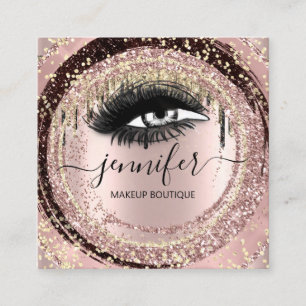 Boutique Makeup Lashes Glitzer Rose QR Lash Quadratische Visitenkarte