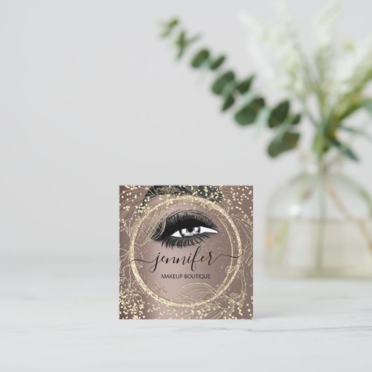 Boutique Makeup Lashes Rose QR Lashes Quadratische Visitenkarte (Stehend Vorderseite)