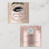 Boutique Makeup Lashes Rose QR Lashes Quadratische Visitenkarte (Vorne/Hinten)