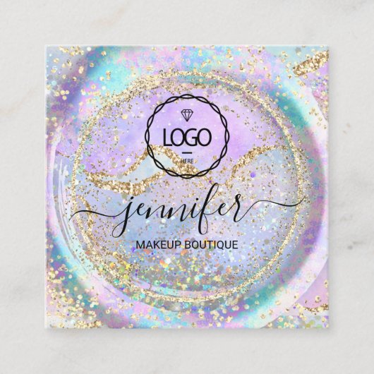 Boutique Makeup Shop Lash QR Code Logo Quadratische Visitenkarte (Vorderseite)