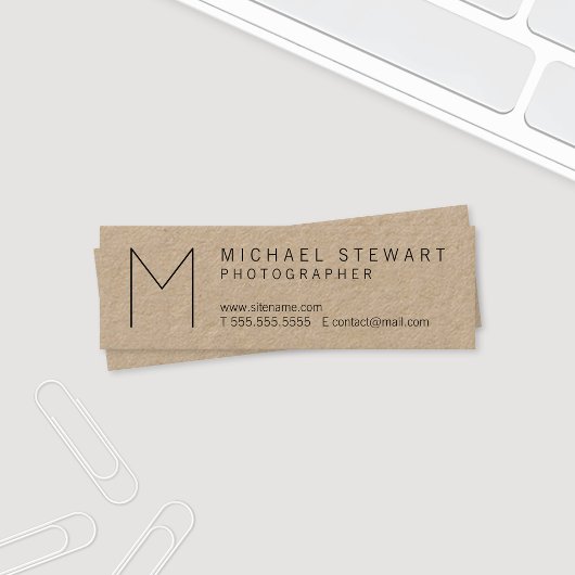 Boutique Minimalistisches Mongram-Kraftpapier Mini Visitenkarte