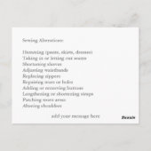 Boutique Nähen und Veränderungen Rosa und Grau Postkarte (Rückseite)