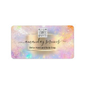 Boutique Online Shop Makeup Gold Holograph QR Code Adressaufkleber (Vorne)