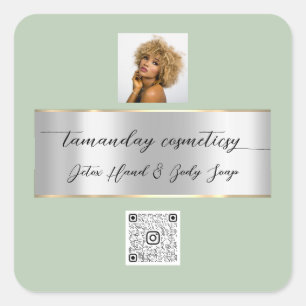 Boutique Online Shop QR-Code Logo Grün Silber Quadratischer Aufkleber