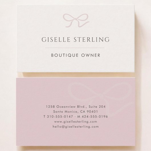 Boutique Owner Pink Bow Visitenkarte