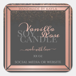 Boutique Produktverpackungen Etiketten Grau und Ro Quadratischer Aufkleber