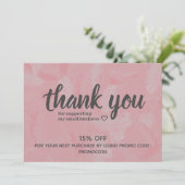 Boutique Rosa Ölgemälde Danke Rabatt Einladung (Stehend Vorderseite)