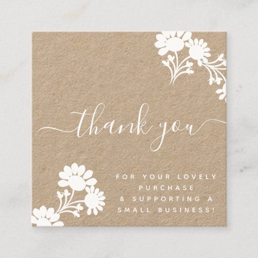 Boutique Schönheit Danke Logo-Script Kraft Quadratische Visitenkarte (Vorderseite)