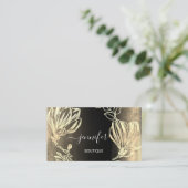 Boutique Shop Black Gold Blume QR Code Visitenkarte (Stehend Vorderseite)