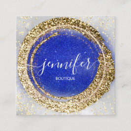 Boutique Shop Gold Royal Blue Silver Glitzer Effec Quadratische Visitenkarte