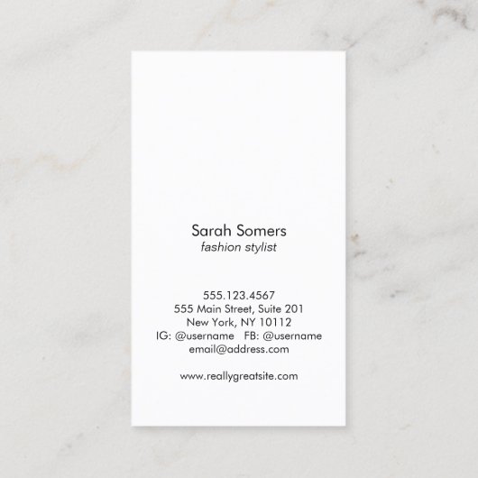 Boutique-Shop , Modemodell Visitenkarte (Rückseite)