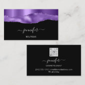 Boutique Shop QR Code Lila Violette Visitenkarte (Vorne/Hinten)