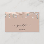 Boutique Shop QR Code Rose Silver Glitzer Tropfen Visitenkarte (Vorderseite)