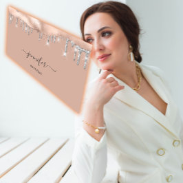 Boutique Shop QR Code Rose Silver Glitzer Tropfen Visitenkarte