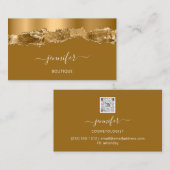 Boutique Shop QR Code Tropfen Golden Abstrakt Visitenkarte (Vorne/Hinten)