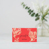 Boutique Shop Red Gold Blume QR Code Visitenkarte (Stehend Vorderseite)