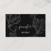 Boutique Shop Schwarz-weiße Blume QR-Logo Visitenkarte (Vorderseite)