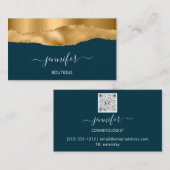Boutique Shop Yellow Aquamarin Gold QRCode Berufli Visitenkarte (Vorne/Hinten)