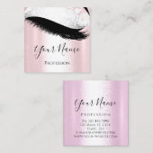 Boutique Silber. Graue Lashes Pink Rose Quadratische Visitenkarte (Vorne/Hinten)