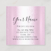 Boutique Silber. Graue Lashes Pink Rose Quadratische Visitenkarte (Rückseite)