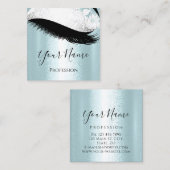 Boutique Silber. Gray Lashes Blue Quadratische Visitenkarte (Vorne/Hinten)