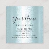 Boutique Silber. Gray Lashes Blue Quadratische Visitenkarte (Rückseite)