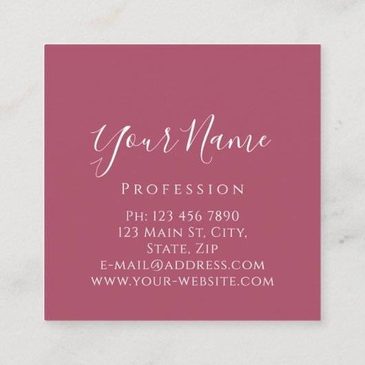 Boutique Silber. Gray Lashes Rose Blush Quadratische Visitenkarte (Rückseite)