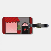Boutique Storefront Red Black Topiary Open Gepäckanhänger (Rückseite horizontal)