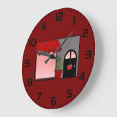 Boutique Storefront Red Black Topiary Open Große Wanduhr (Winkel)