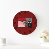 Boutique Storefront Red Black Topiary Open Große Wanduhr (Zuhause)