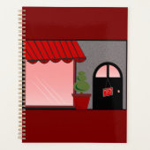 Boutique Storefront Red Black Topiary Open Planer (Vorderseite)