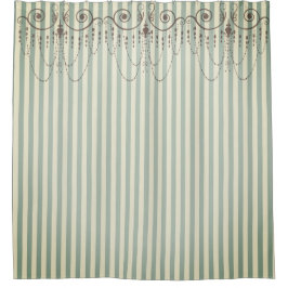 Boutique Streifen grün / Lüster - Duschvorhang