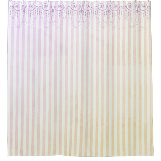 Boutique Streifen Lavendel / Kronleuchter - Duschvorhang (Vorderseite)