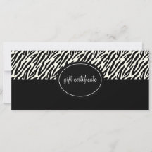 Boutique Style Geschenkzertifikat mit Zebra Print