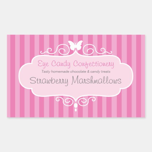 Boutique-Süßwarengeschäft rosa Aufkleber (Vorderseite)