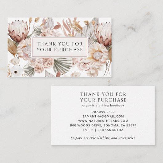 Boutique Terracotta Vielen Dank Begleitkarte (Vorne/Hinten)