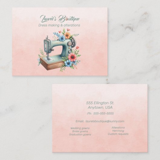 Boutique von Dressings und Änderungen Visitenkarte (Vorne/Hinten)