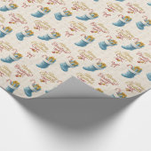 Boutique Wrapping Paper — Blue Stocking & Ribbons Geschenkpapier (Ecke)