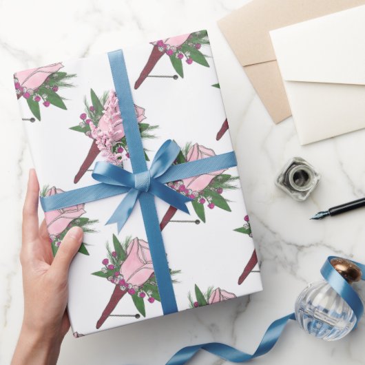 Boutonniere Pink Rose Wedding Blume Groom Floral Geschenkpapier (Schenken)