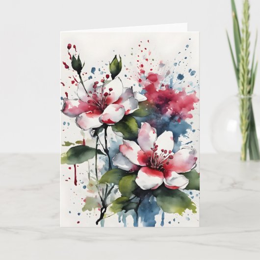 Bouvardia - Aquarellblumen Karte (Vorderseite)